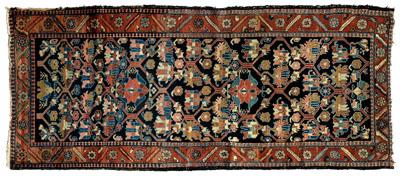 Appraisal: Baktiari rug central panel with repeating floral design on blue