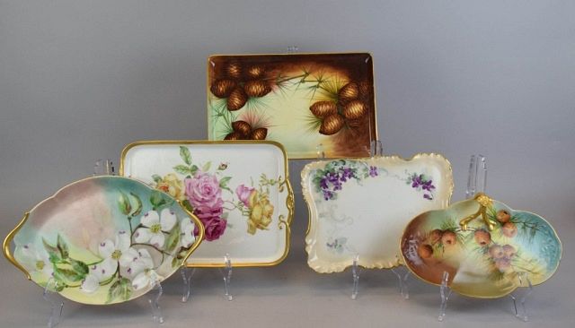 Appraisal: Limoges Porcelain Hand Painted Platters Nappy T V Limoges Tressemanes