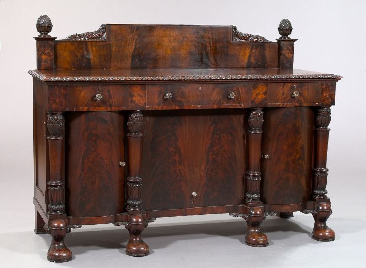 Appraisal: Unusual American Late Classical Revival Figured Mahogany Sideboard fourth quarter