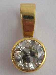 Appraisal: An old brilliant cut diamond solitaire pendant the diamond measuring