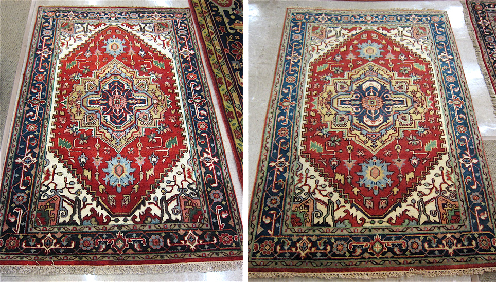 Appraisal: TWO VERY SIMILAR HAND KNOTTED ORIENTAL AREA RUGS Persian Serapi