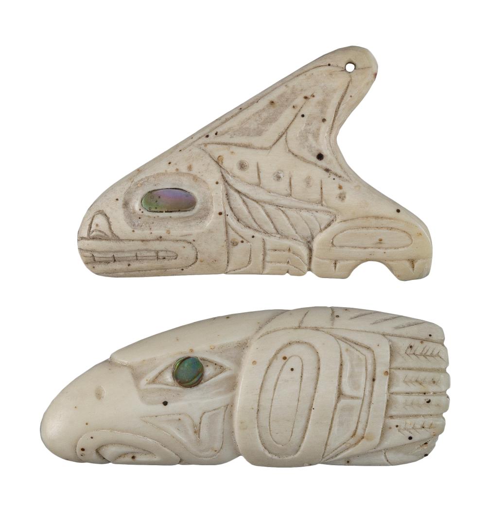 Appraisal: TWO NORTHWEST COASTAL WALRUS IVORY AMULETS Early th Century One