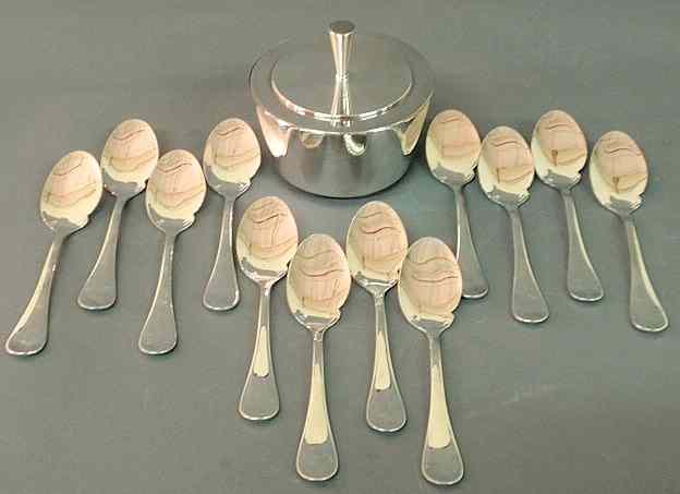 Appraisal: Set of twelve silver sauce spoons by Cristofle France l