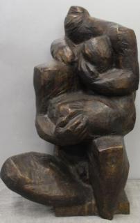 Appraisal: HUDECEK M Bronze Abstract Sculpture Two Figure Signed dated and