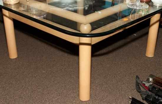 Appraisal: Painted wood and glass square coffee table Estimate - All