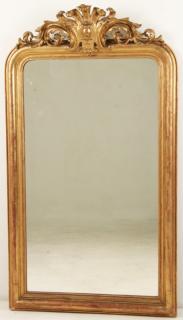 Appraisal: TH C FRENCH CARVED GILTWOOD MIRROR FRENCH CARVED GILTWOOD MIRROR