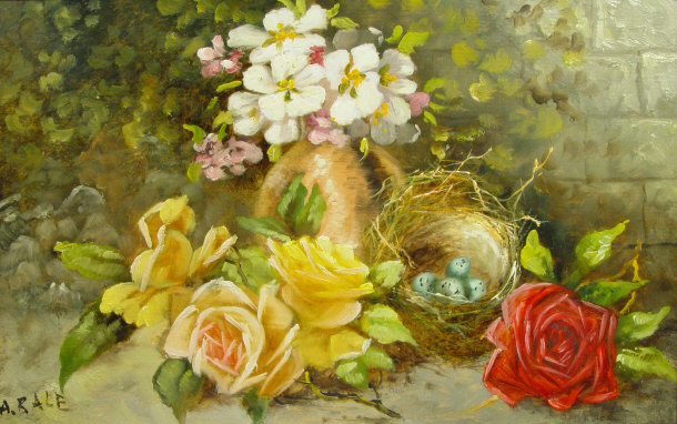 Appraisal: A Bale - Oil painting of still life flowers and