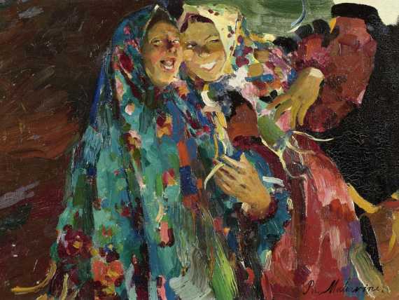 Appraisal: MALIAVIN FILIP Kazanki - Nice Two women laughing Oil on