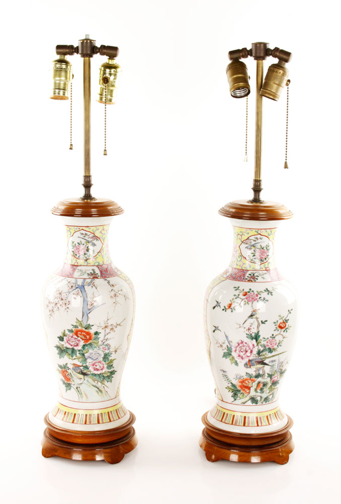 Appraisal: - Two Chinese Porcelain Lamps Lot of two porcelain lamps