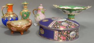 Appraisal: Six porcelain pieces including large French porcelain compote and a