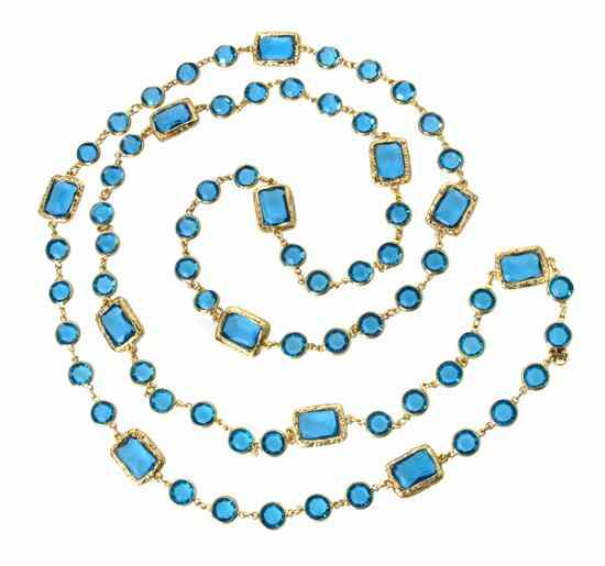 Appraisal: A Chanel Aquamarine Chiclet Sautoir Stamped Chanel