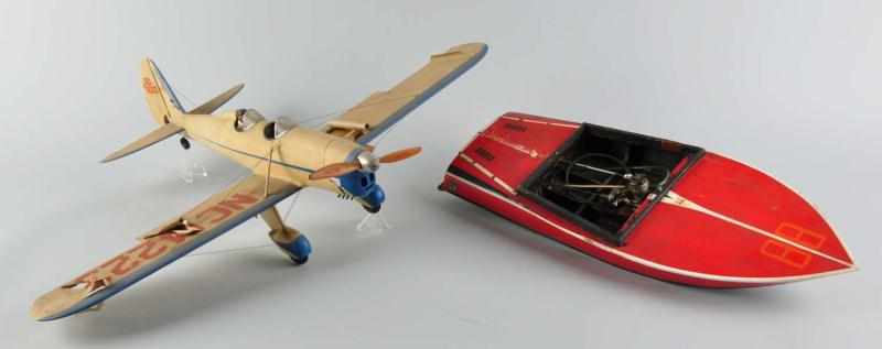 Appraisal: Lot of Wooden Airplane Boat Models Description Model boat with