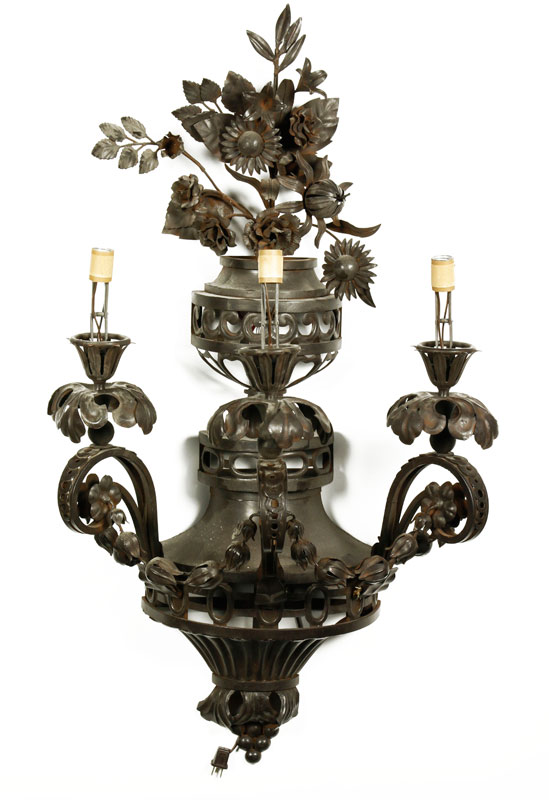 Appraisal: - Pair of Fancy Wrought Iron Wall Sconces Pair of