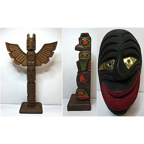 Appraisal: DANNY JOSEPH KWAKIUTL TH CENTURY UNKNOWN TH CENTURY TOTEM POLES