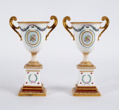 Appraisal: A pair of Royal Crown Derby urns on stands each