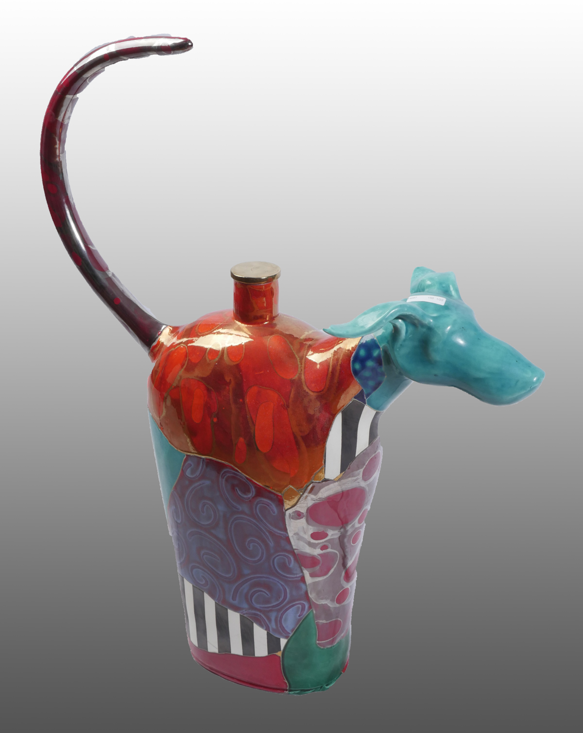 Appraisal: SCOTT CAUSEY ''DOGG GONE'' CERAMIC SCULPTURE ' This wonderful colorful