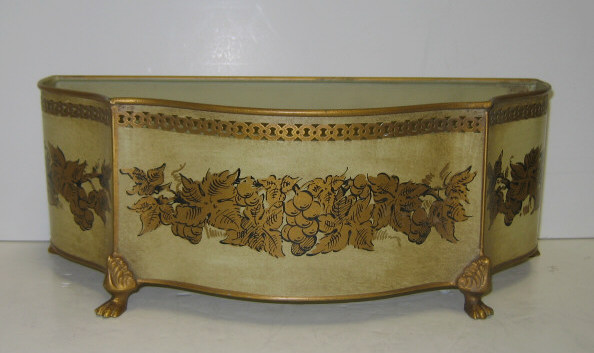 Appraisal: FRENCH TOLEWARE JARDINIERE Shaped front with chain-form pierced border and