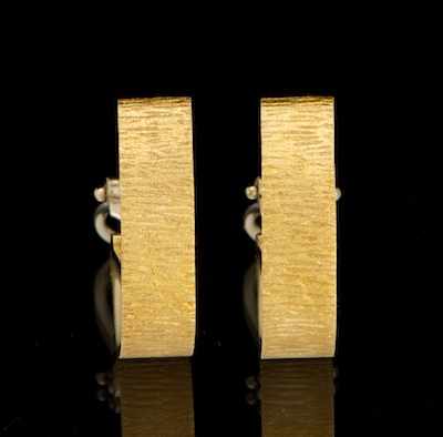 Appraisal: A Pair of Gold Earrings k yellow gold textured earrings