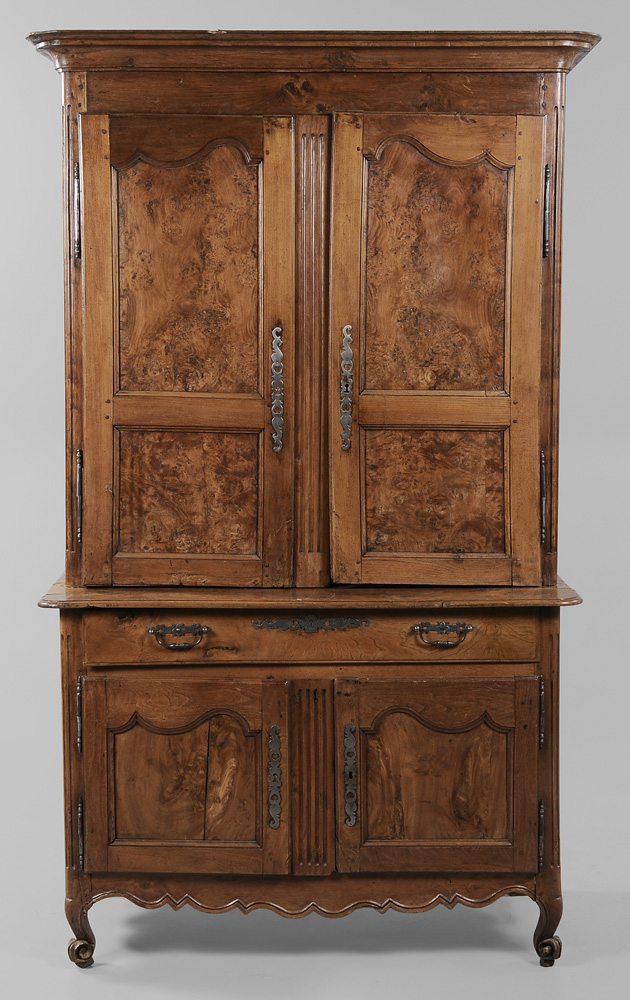 Appraisal: Provincial Louis XV Burlwood Cabinet French th th century paneled