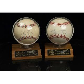 Appraisal: Barry Bonds Willie Mays Autographed Baseballs Barry Bonds and Willie