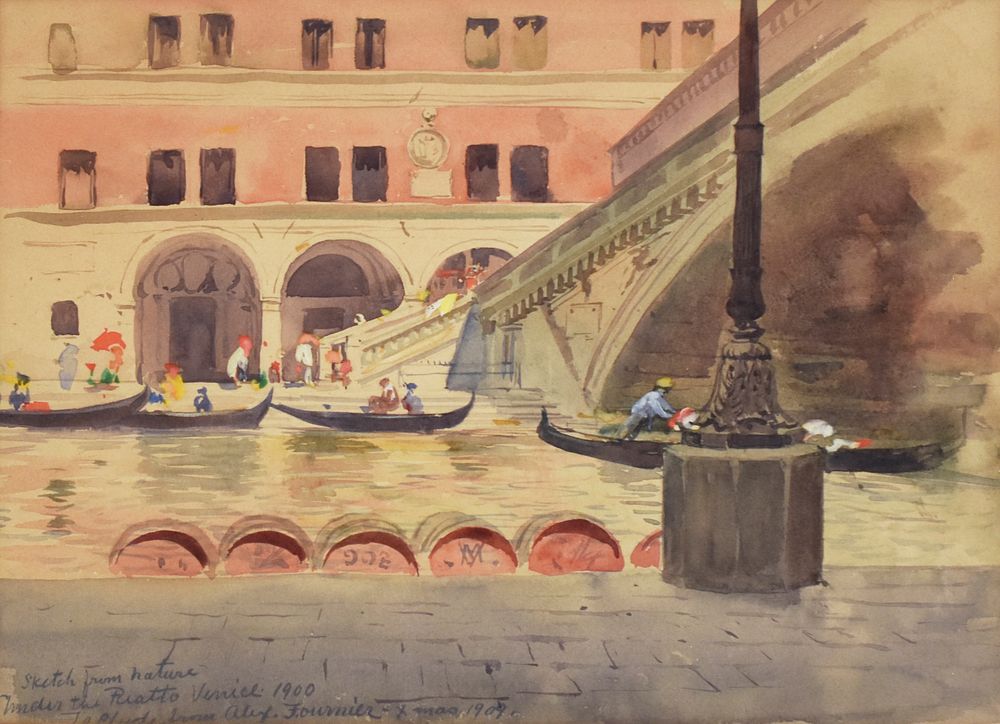 Appraisal: Alexis Fournier Under the Rialto Venice Watercolor Alexis Jean Fournier