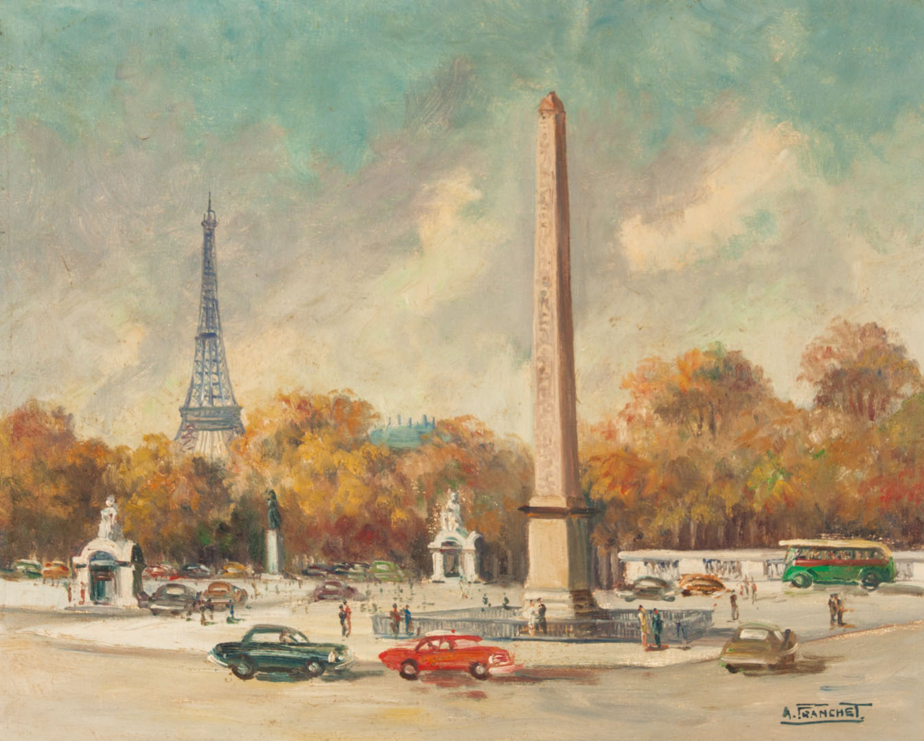 Appraisal: Andre Franchet View of Paris oil on canvas French -