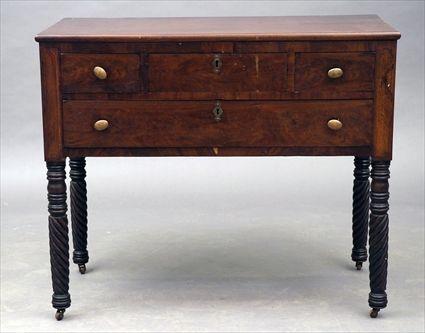 Appraisal: New York Late Federal Inlaid Mahogany Serving Table x x