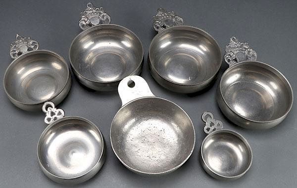 Appraisal: EARLY AMERICAN PEWTER PORRINGERS A GROUP OF SEVEN EARLY AMERICAN