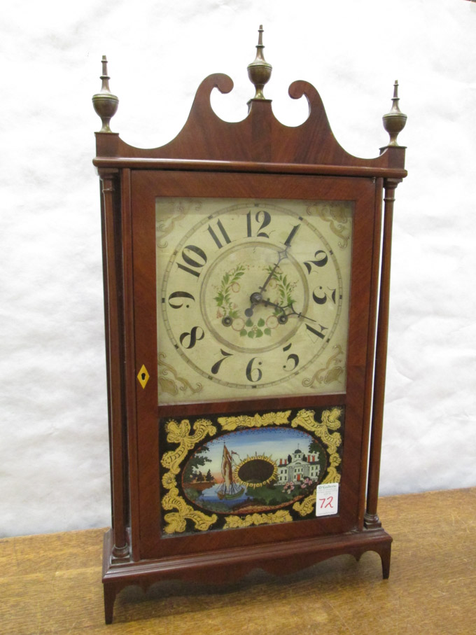 Appraisal: FEDERAL MAHOGANY PILLAR SCROLL SHELF CLOCK Eli Terry Sons paper