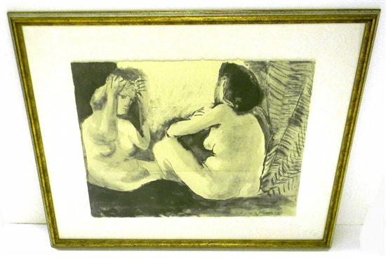 Appraisal: After Picasso lithograph reproduction two nude figures seated numbered in