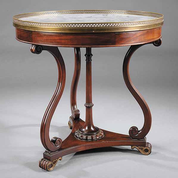 Appraisal: An Italian Neo-Classical-Style Mahogany and Brass Inlaid Gueridon late th