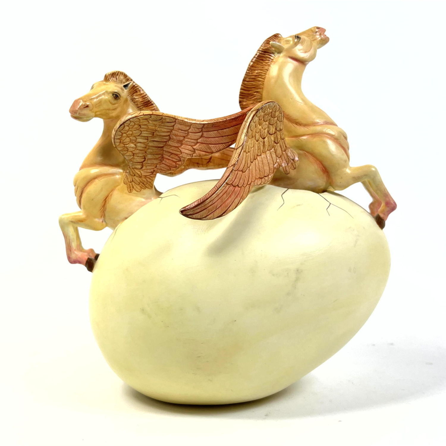 Appraisal: Sergio Bustamante Pegasus Egg Sculpture Signed Dimensions H inches W