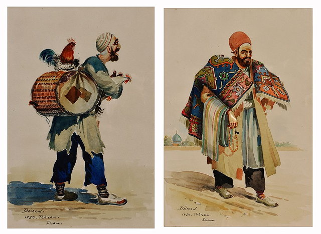 Appraisal: Demon th Century A pair of studies showing Islamic men