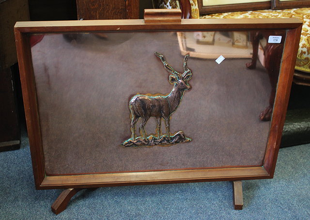 Appraisal: A H T ENTERPRISES COPPER FIRE SCREEN depicting a kudu