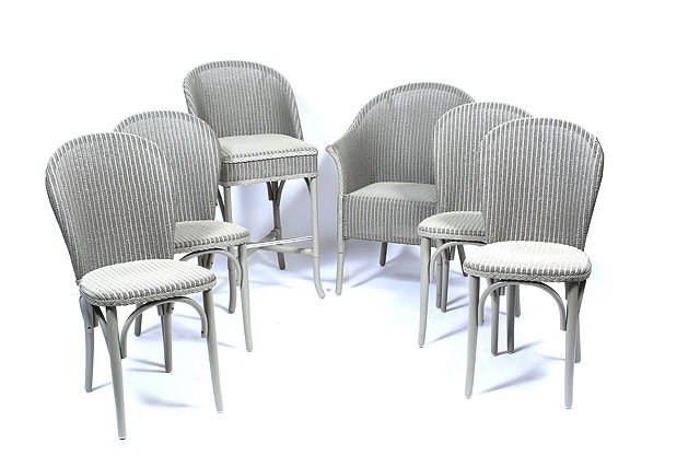 Appraisal: A SET OF FOUR LLOYD LOOM OF SPALDING GREY PAINTED