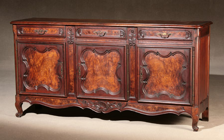 Appraisal: Louis XV Style Cherry and Burlwood Buffet th Century Top