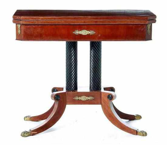 Appraisal: Regency style mahogany games table early th century swiveling hinged