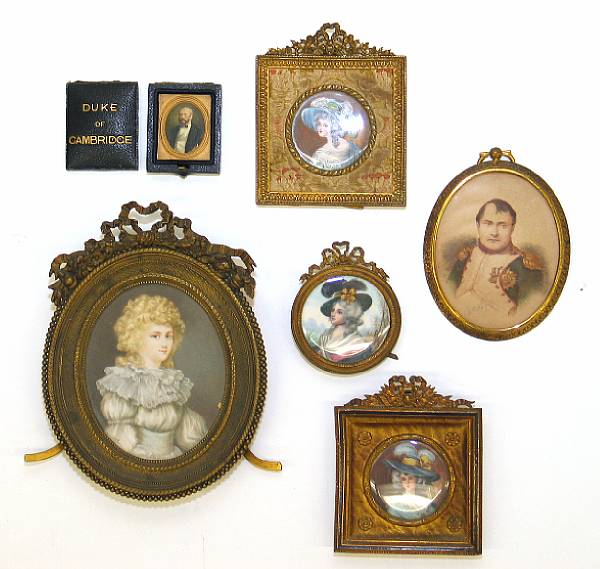 Appraisal: Six portrait miniatures late th early th century Comprising portrait