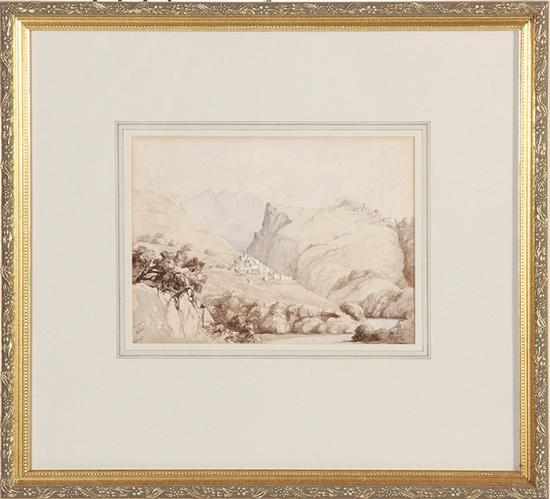 Appraisal: Edward Lear attributed to British - VIEW OF COCIGLIA AND