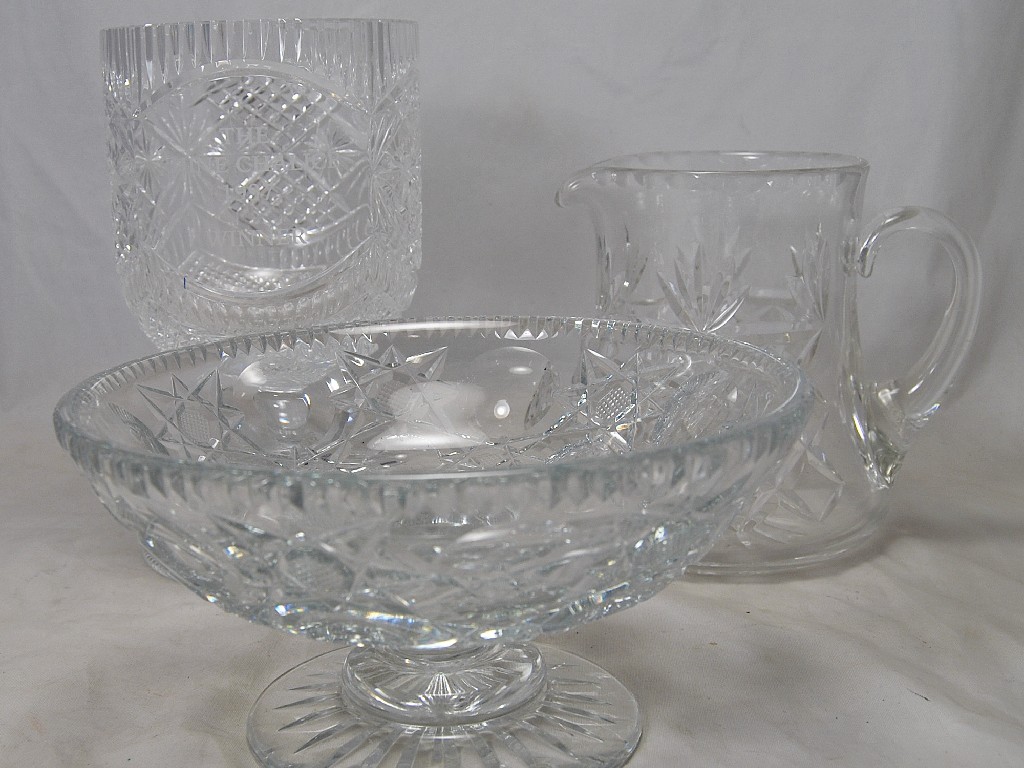 Appraisal: Cut glass crystal celery vase engraved 'The Rhine Challenge '