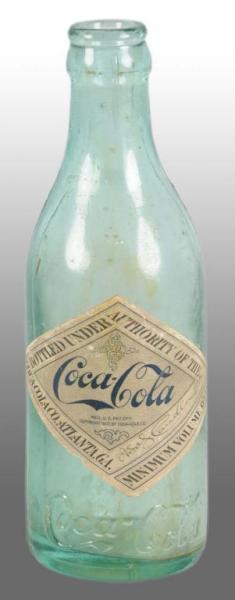 Appraisal: Coca-Cola Straight-Sided Bottle from Birmingham Description Circa to Includes original