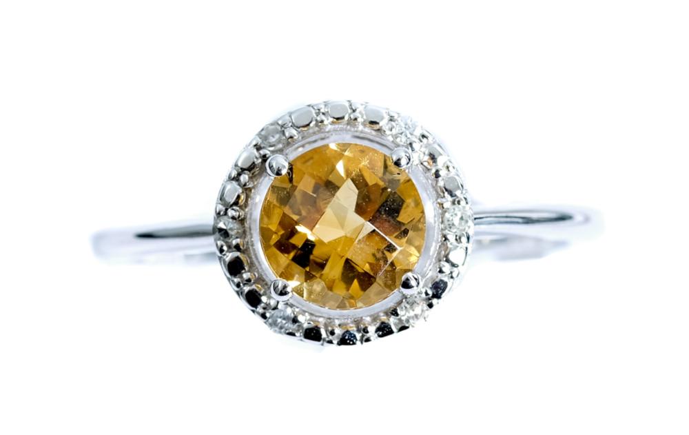 Appraisal: K WHITE GOLD DIAMOND CT CITRINE RING k white gold