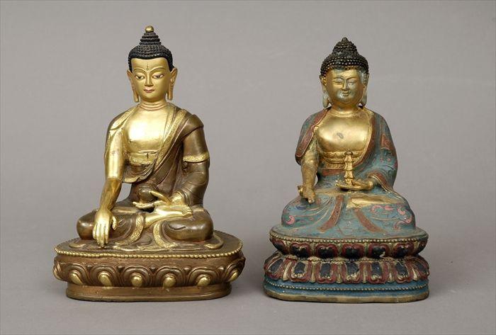 Appraisal: Southeast Asian Polychromed and Parcel-Gilt Metal Seated Figure of Buddha