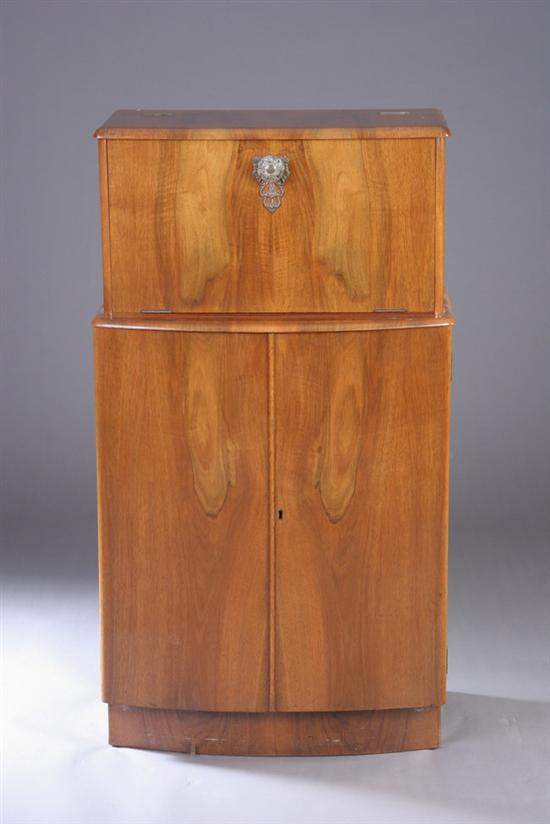 Appraisal: ART DECO LIGHT WALNUT POP-UP COCKTAIL CABINET th century Rectangular