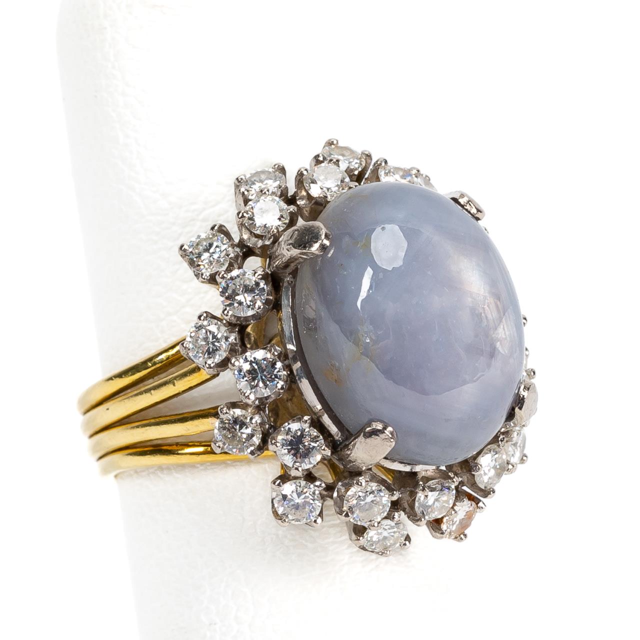 Appraisal: K GOLD C STAR SAPPHIRE RING DIAMOND HALO Modern k