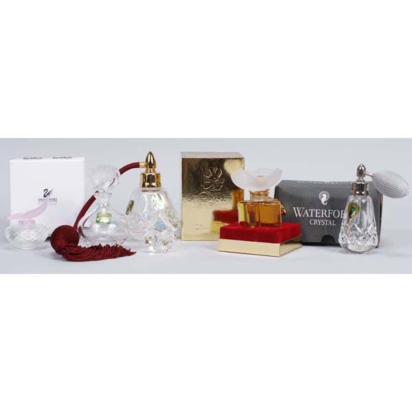 Appraisal: Group of Waterford Crystal and Swarovski Crystal Perfume Bottles Includes