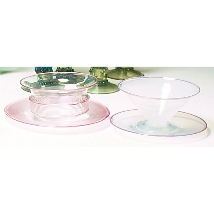 Appraisal: Steuben bowl and under plate clear glass with applied pink