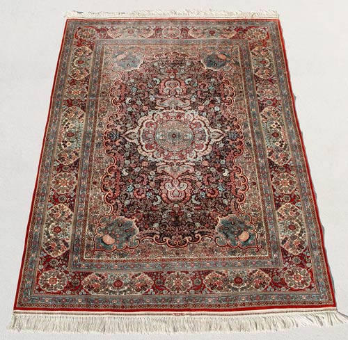 Appraisal: FINE SILK PERSIAN CARPET Approx ' x ' Tightly woven