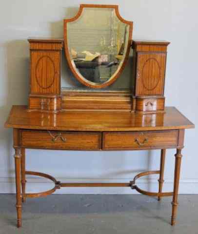 Appraisal: GILLOWS Satinwood Vanity Desk Nice quality Signed Dimensions '' wide