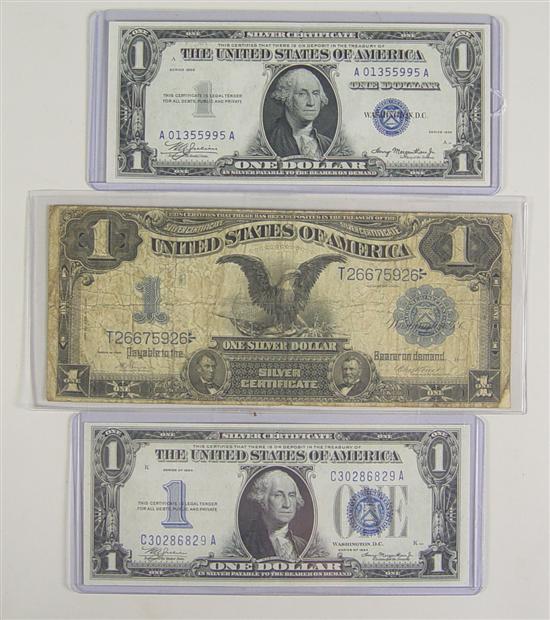 Appraisal: Currency Group of Three Silver Certificates Black Eagle Note blue